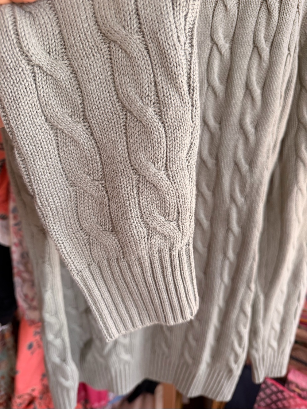Ralph Lauren Men’s Cable Knit Crewneck Sweater - Sage Green - Picture 7 of 8